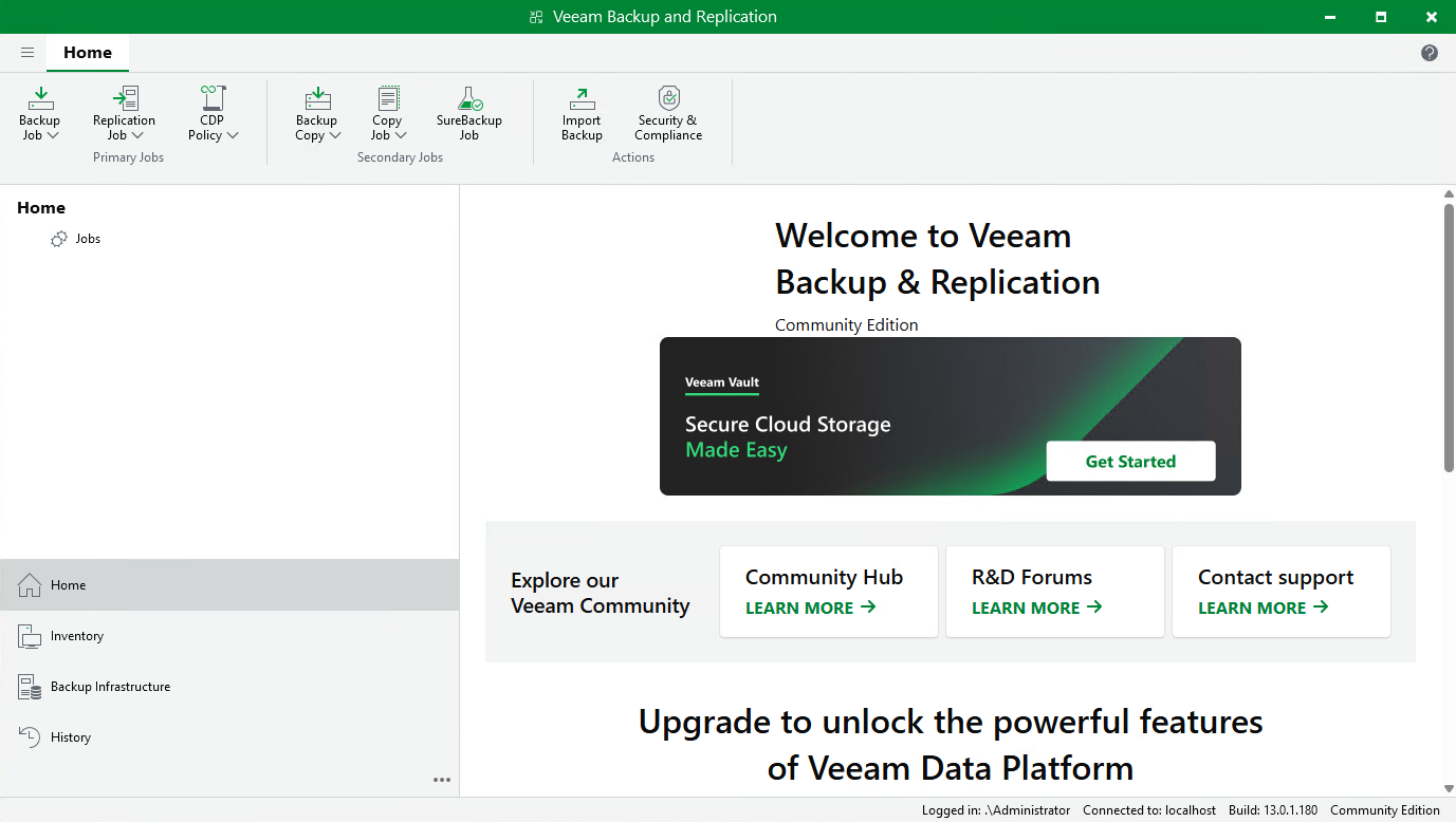 Veeam 13 hlavná konzola